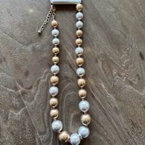 Two-Tone Gold/Silver Graduated Bead Necklace - Big Beads are in for SPRING!